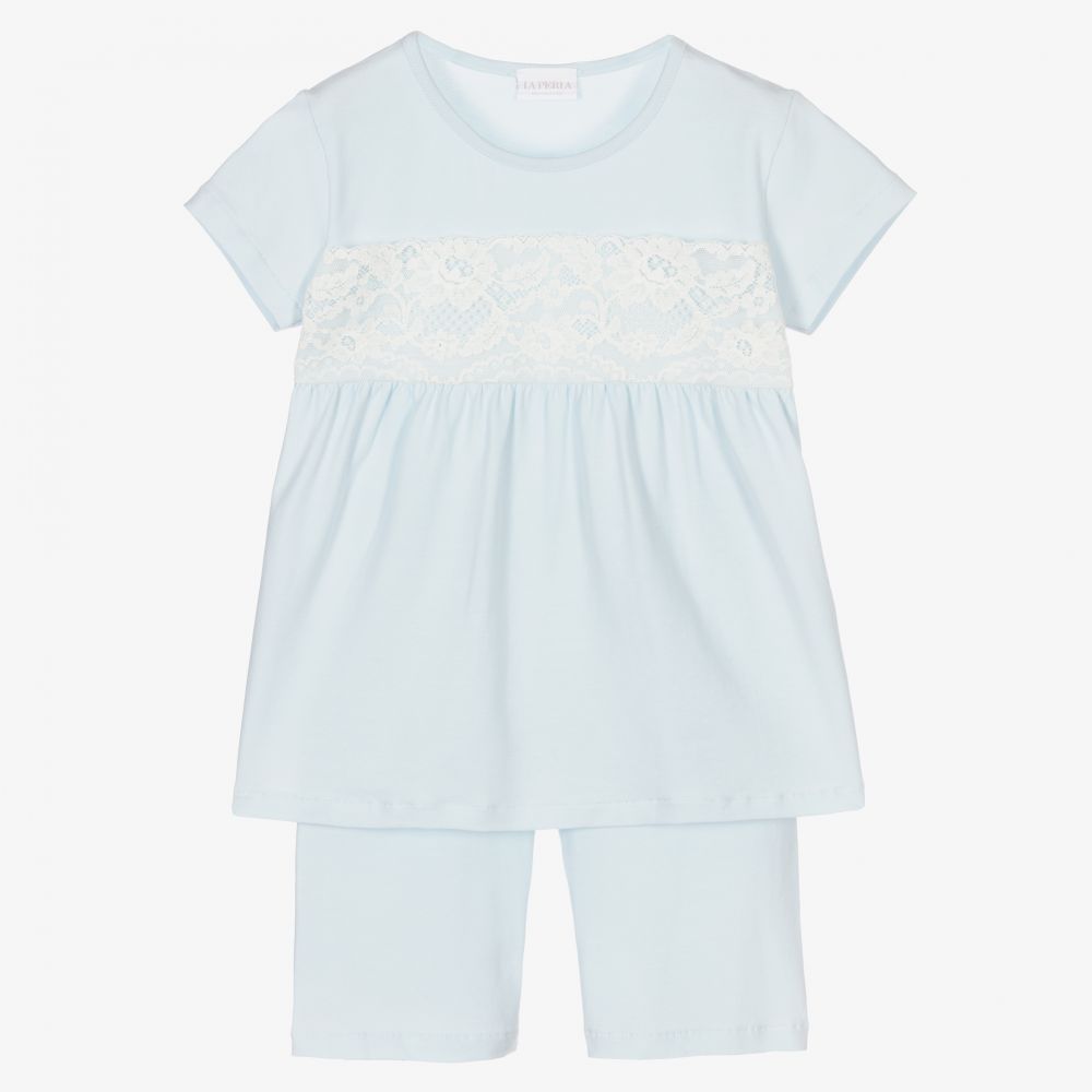 La Perla - Pyjama short bleu Fille | Childrensalon