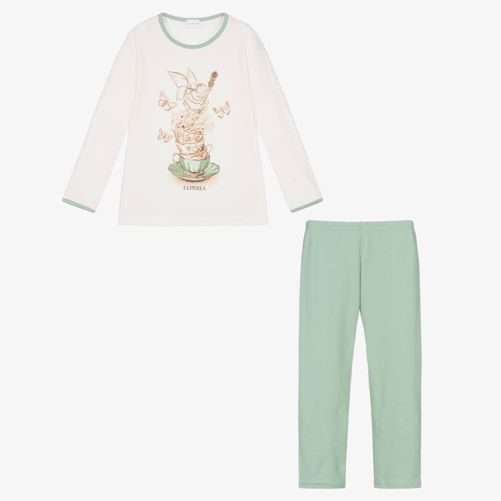 La Perla-Зеленая хлопковая пижама для девочек | Childrensalon Outlet