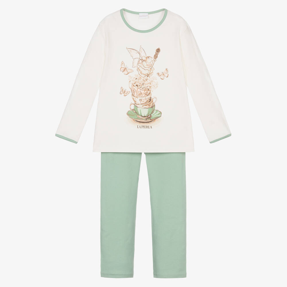 La Perla-Girls Green Cotton Pyjamas | Childrensalon Outlet