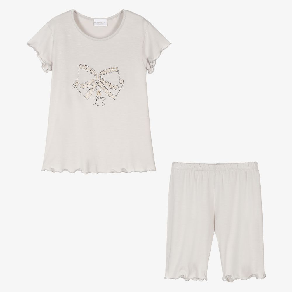 La Perla-Серая короткая пижама из модала для девочек | Childrensalon Outlet