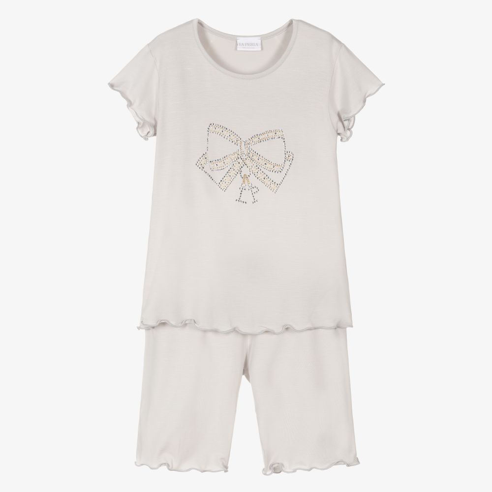 La Perla-Girls Grey Modal Short Pyjamas | Childrensalon Outlet