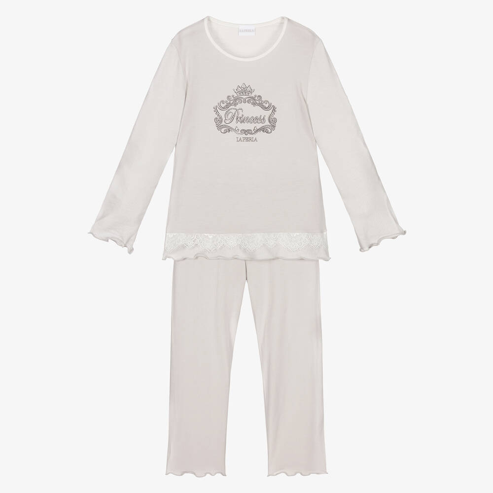 La Perla - Girls Grey Princess Pyjamas | Childrensalon