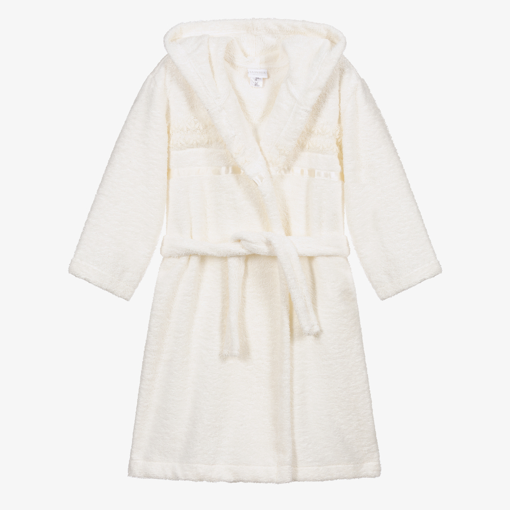 La Perla - Кремовый хлопковый халат для девочек | Childrensalon