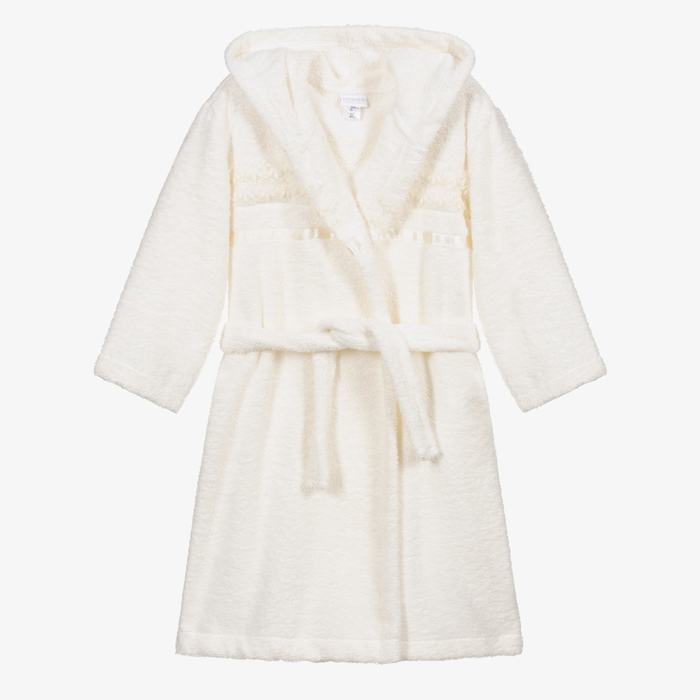 La Perla-Girls Ivory Cotton Bathrobe | Childrensalon Outlet