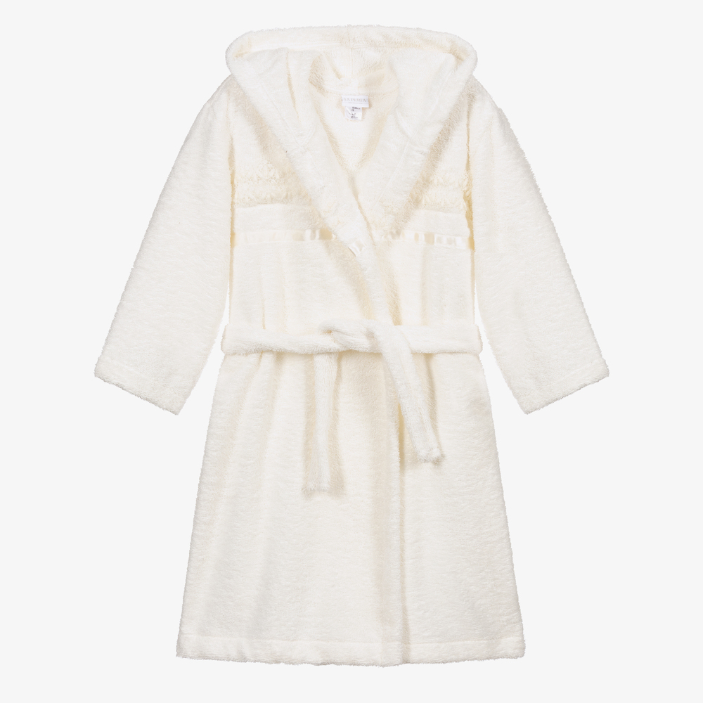 La Perla - Girls Ivory Cotton Bathrobe | Childrensalon