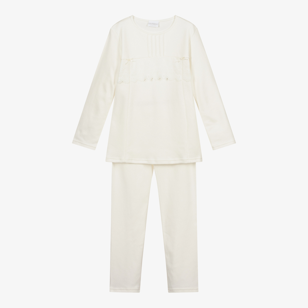 La Perla - Elfenbeinfarbener Baumwoll-Schlafanzug (M) | Childrensalon