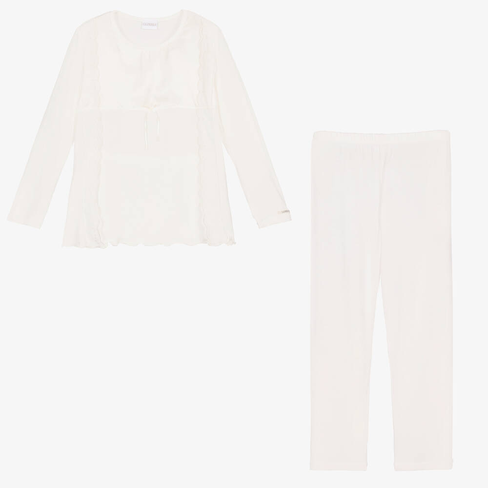 لا بيرلا-بيجاما مودال جيرسي لون عاجي للبنات | Childrensalon Outlet