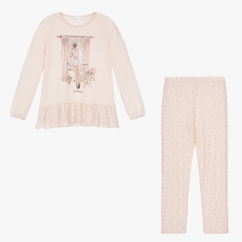 La Perla-Розовая пижама с балериной для девочек | Childrensalon Outlet