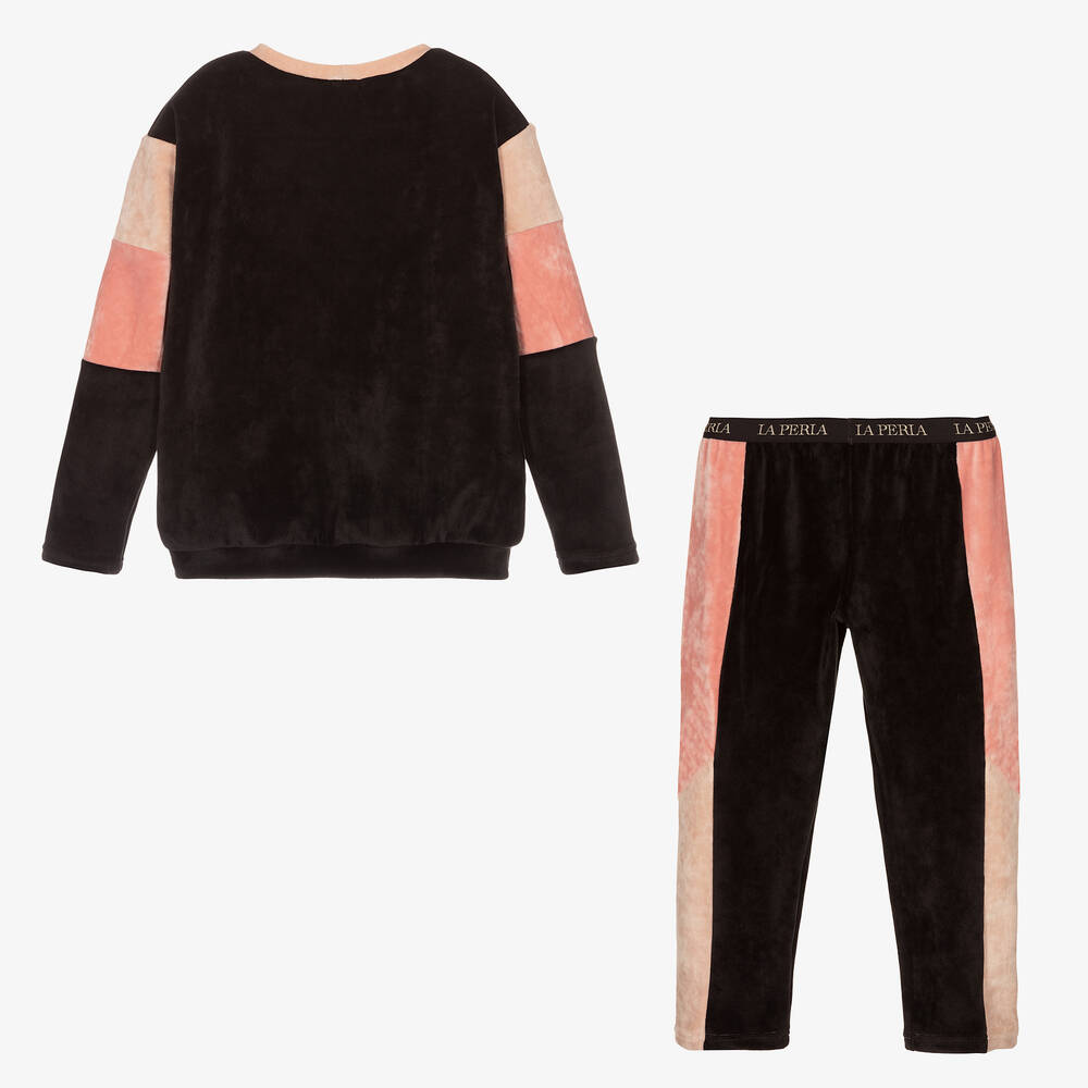 La Perla-Розово-черный спортивный костюм для девочек | Childrensalon Outlet