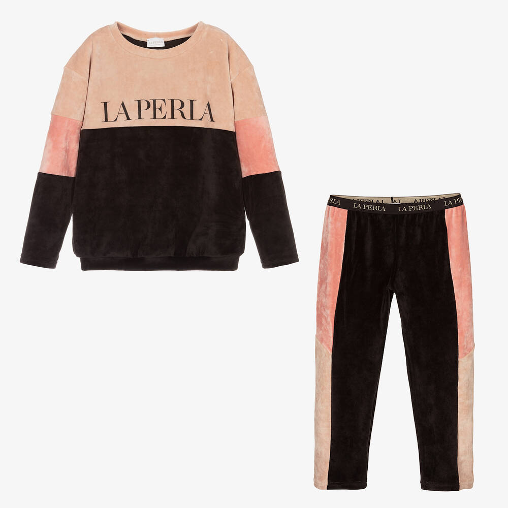 La Perla-Розово-черный спортивный костюм для девочек | Childrensalon Outlet