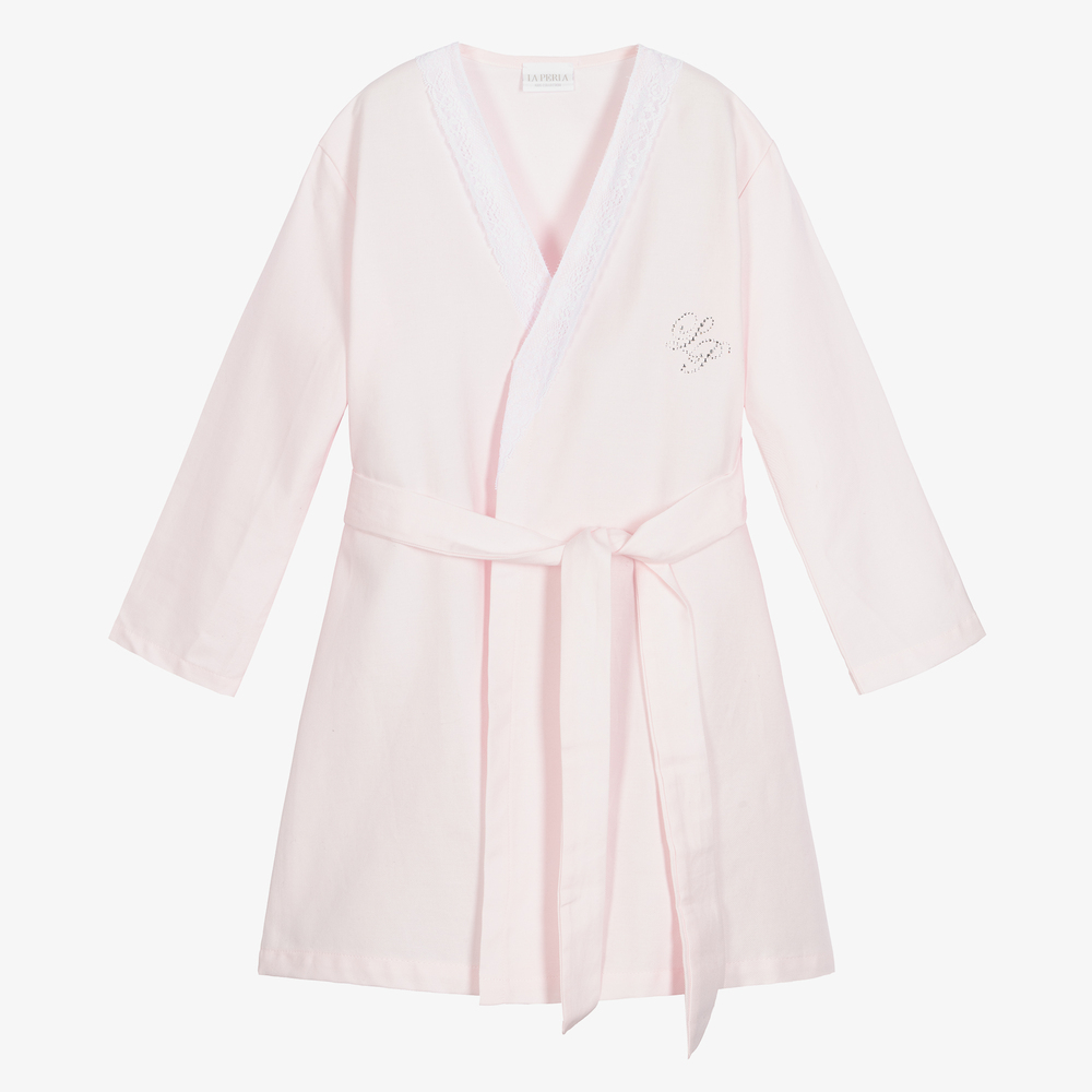 La Perla - Розовый хлопковый халат для девочек | Childrensalon