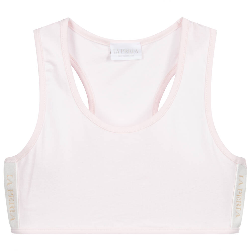La Perla-صدرية رياضية قطن جيرسي لون زهري للبنات | Childrensalon Outlet
