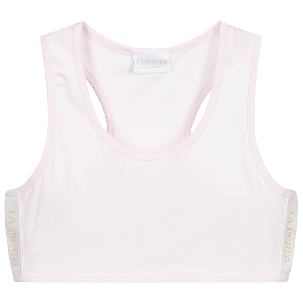 La Perla - Girls Pink Cotton Bra Top | Childrensalon