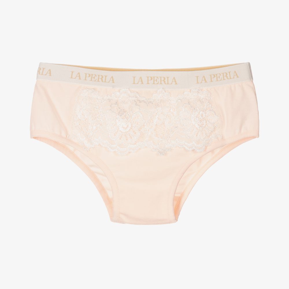 La Perla - Girls Pink Cotton Knickers | Childrensalon