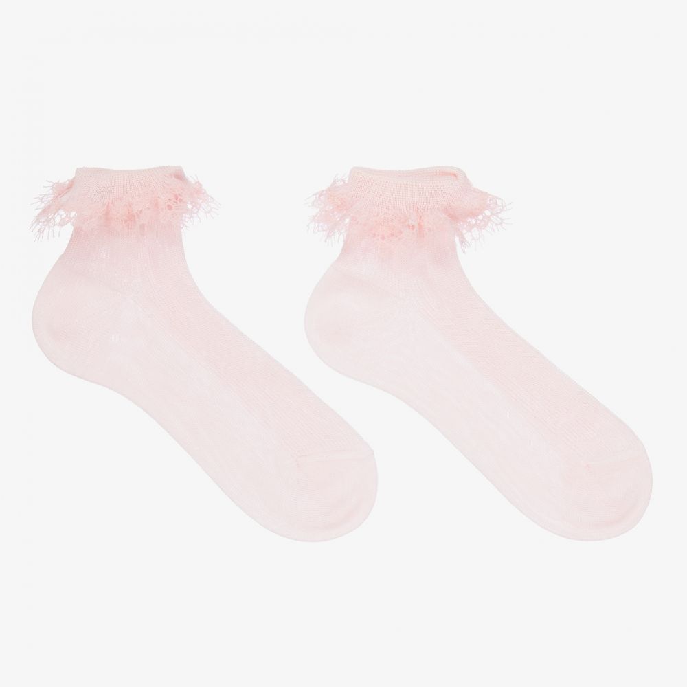 La Perla - Girls Pink Cotton Socks | Childrensalon