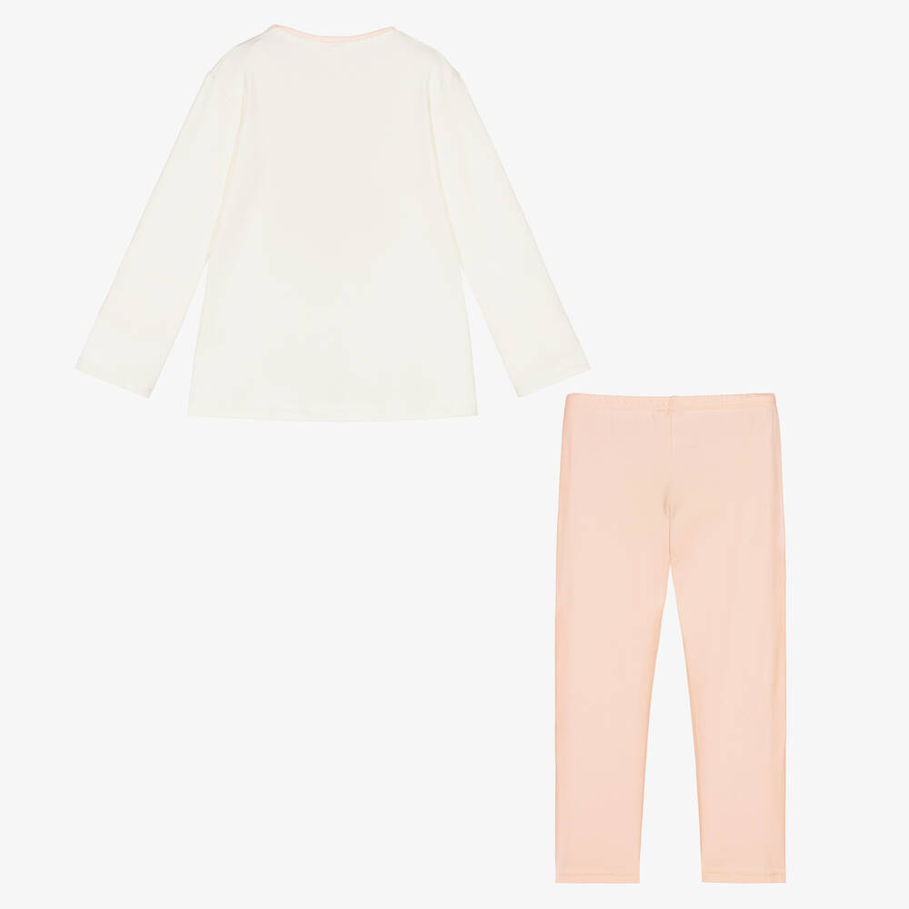 لا بيرلا-شورت قطن جيرسي لون زهري وعاجي للبنات | Childrensalon Outlet