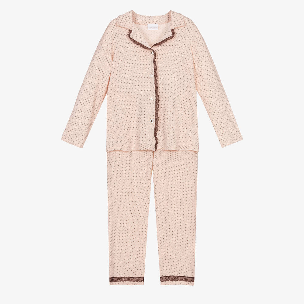 La Perla - Girls Pink Modal Long Pyjamas | Childrensalon