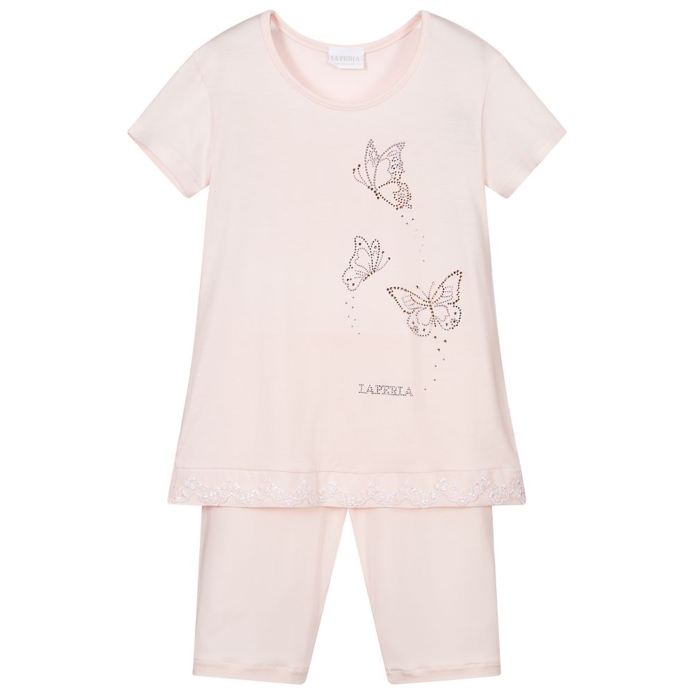 La Perla - Girls Pink Modal Pyjamas | Childrensalon