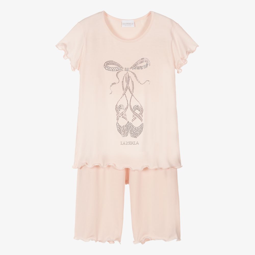 La Perla - Розовая короткая пижама из модала для девочек | Childrensalon