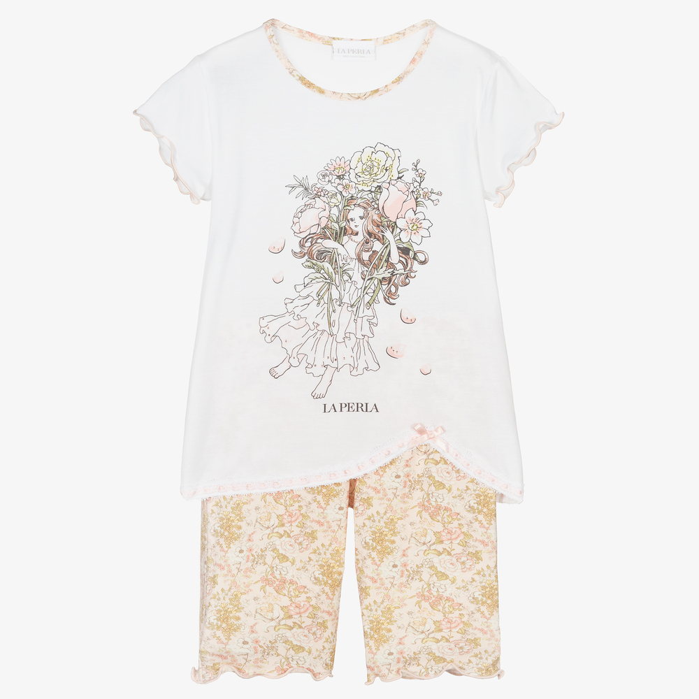 La Perla - Pyjama short rose en modal Fille | Childrensalon