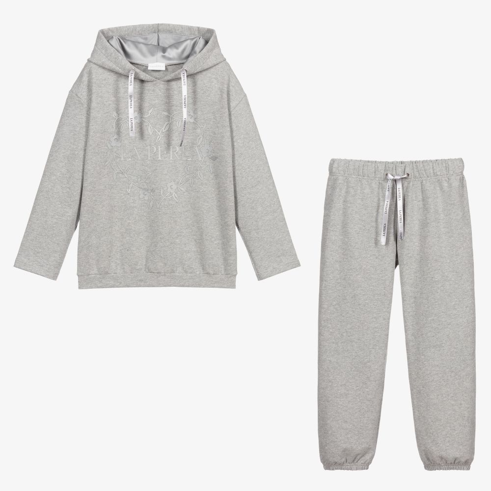 La Perla-Grey Cotton Logo Tracksuit | Childrensalon Outlet