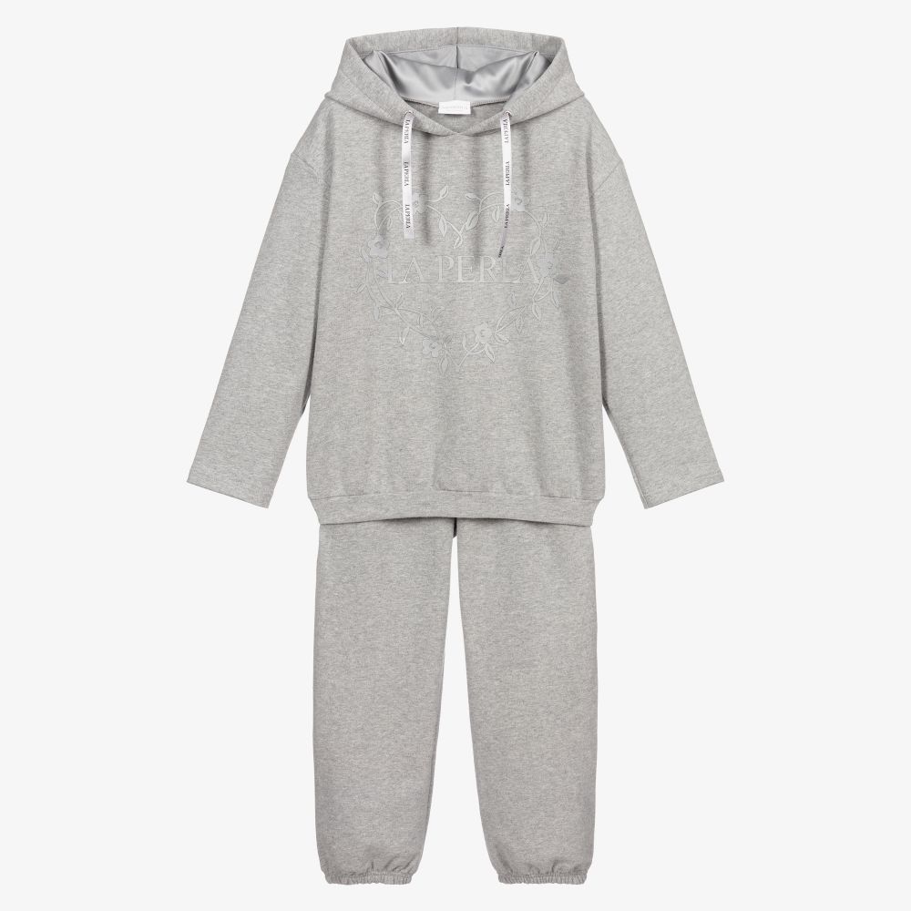 La Perla-Grey Cotton Logo Tracksuit | Childrensalon Outlet