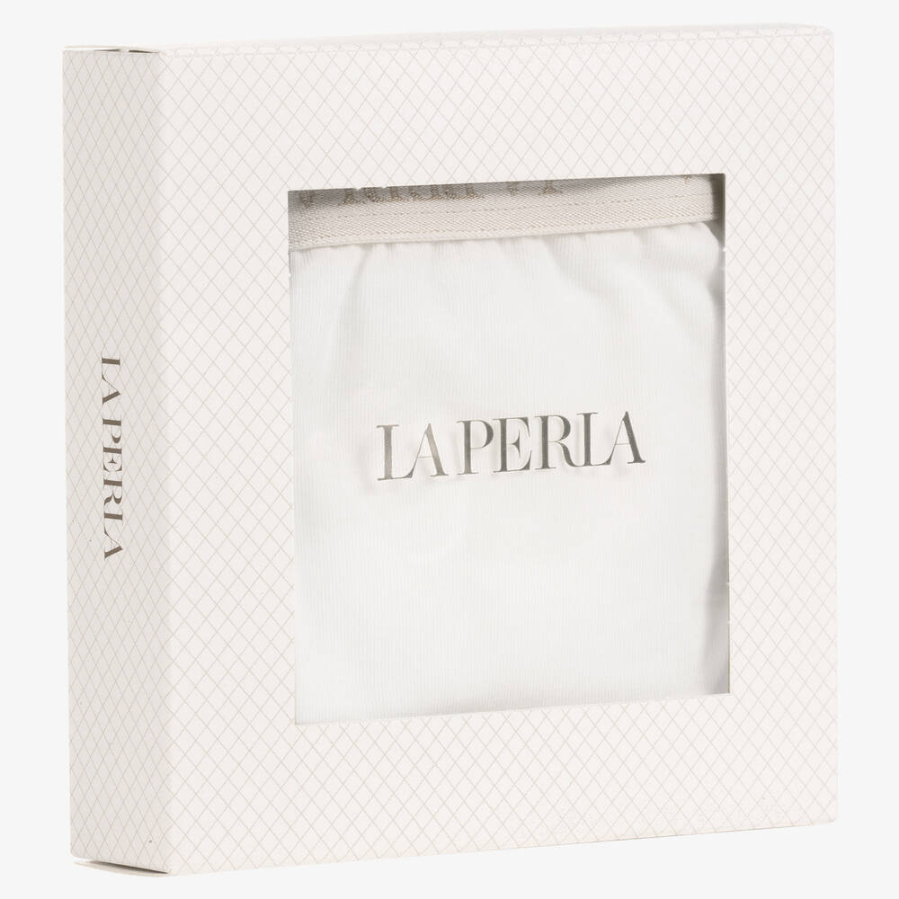 La Perla-Ivory Cotton Logo Knickers | Childrensalon Outlet