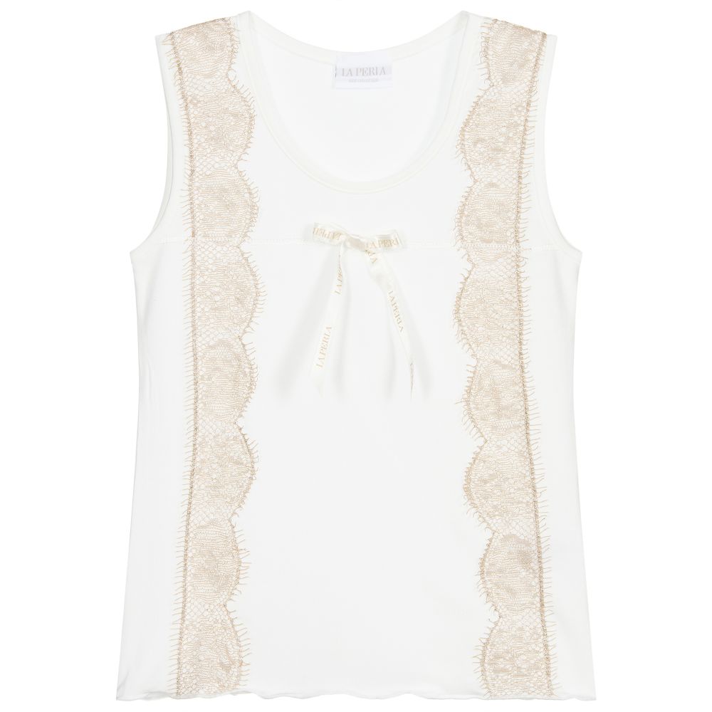 La Perla - Ivory & Gold Lace Vest | Childrensalon