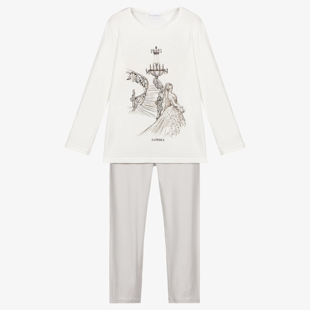 La Perla - Ivory & Grey Modal Pyjamas | Childrensalon