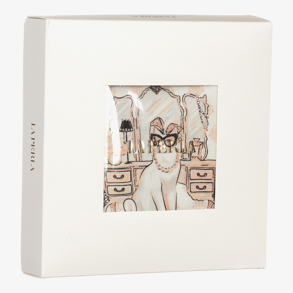 لا بيرلا-بيجاما مودال جيرسي لون عاجي ورمادي للبنات | Childrensalon Outlet