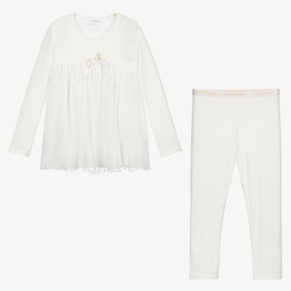 لا بيرلا-بيجاما مودال جيرسي لون عاجي للبنات | Childrensalon Outlet