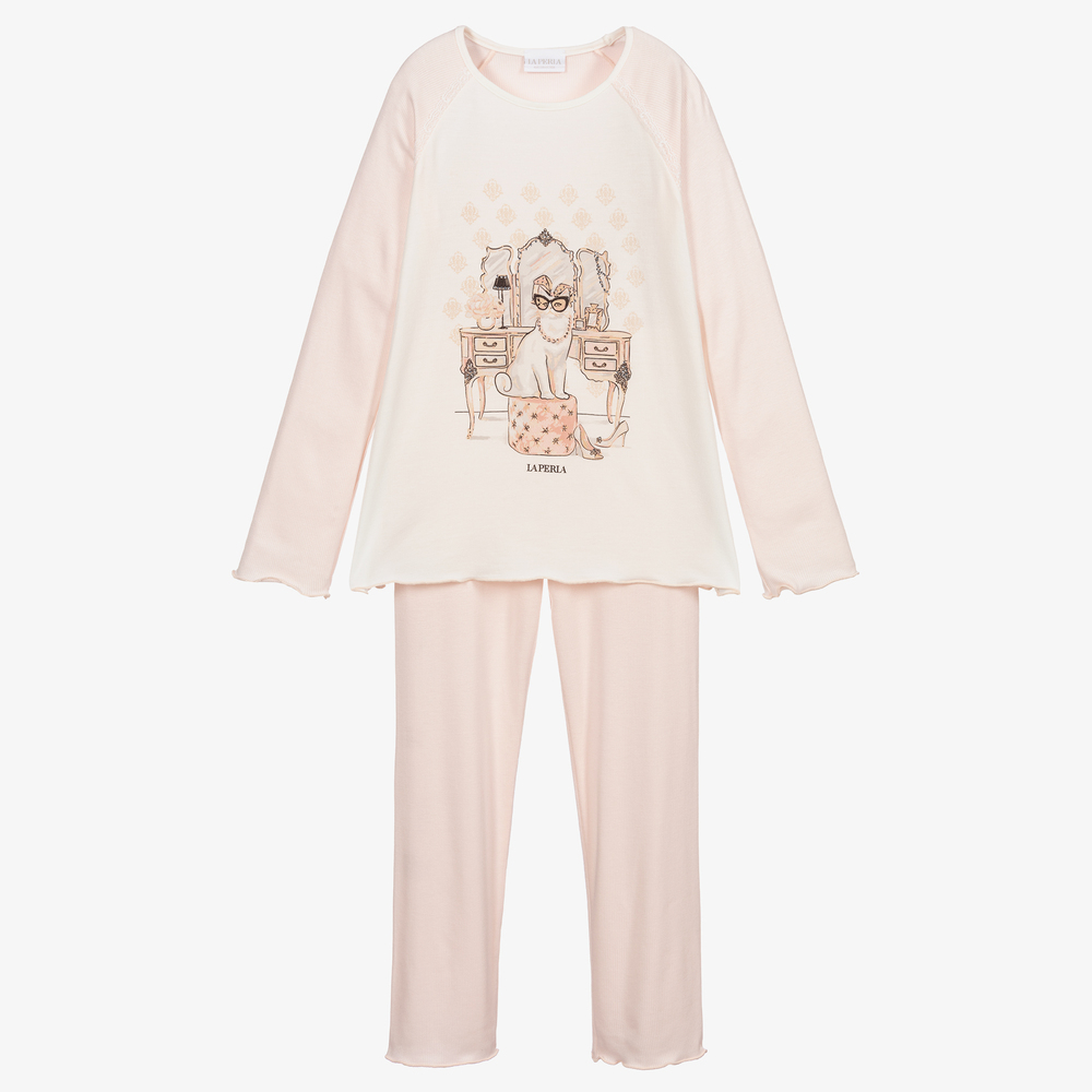 La Perla - Ivory & Pink Modal Pyjamas | Childrensalon