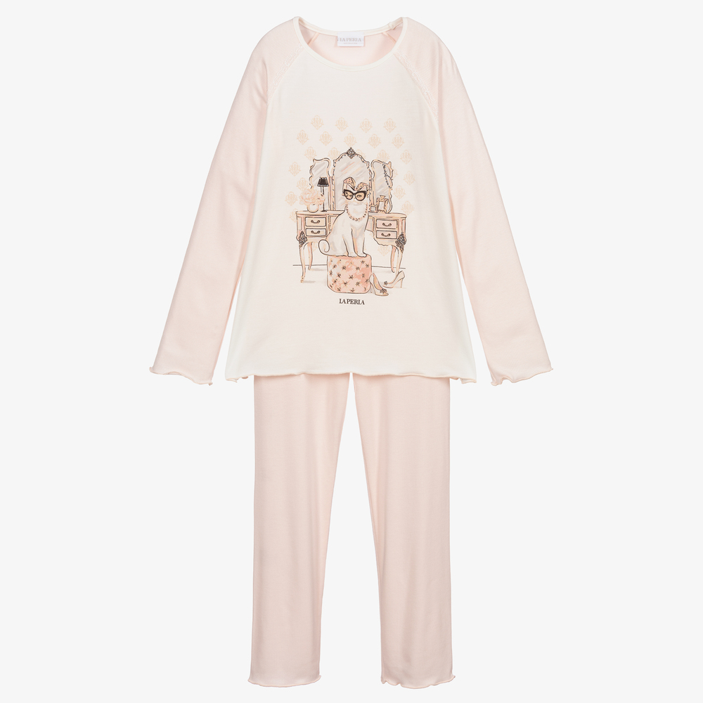 La Perla-Ivory & Pink Modal Pyjamas | Childrensalon Outlet