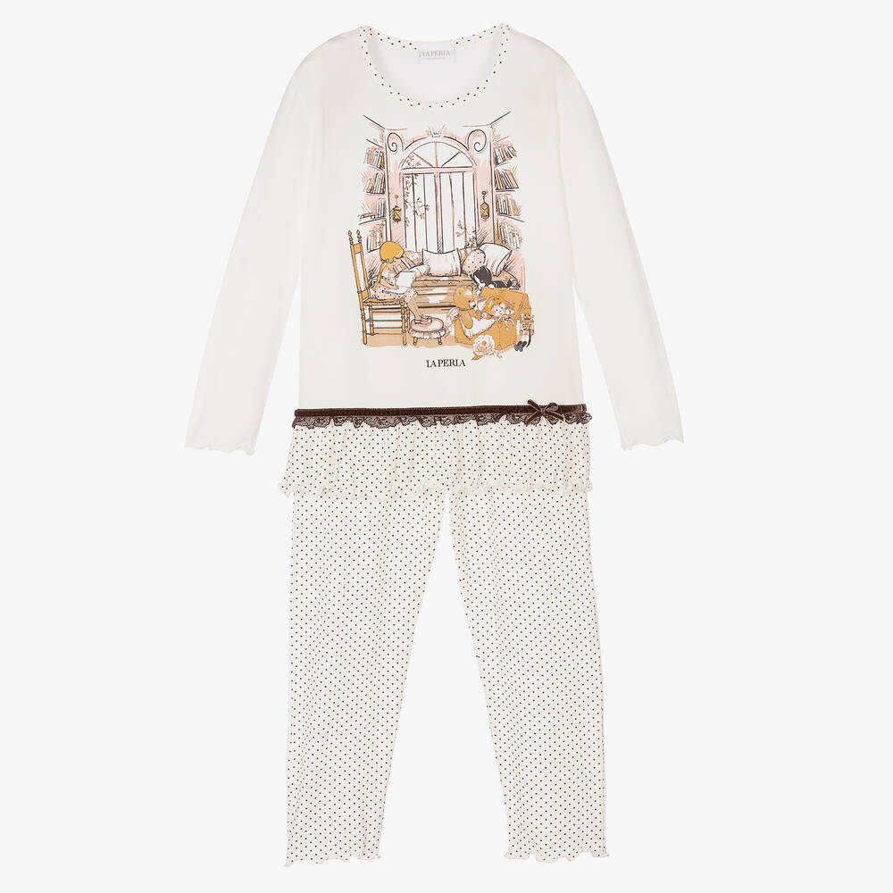 La Perla - Ivory Polka Dot Pyjamas | Childrensalon