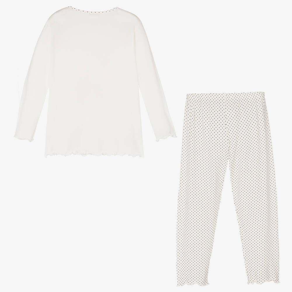 لا بيرلا-بيجاما ميكرومودال جيرسي لون عاجي للبنات | Childrensalon Outlet