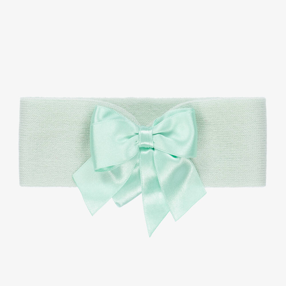 La Perla-Mint Green Wool Bow Headband | Childrensalon Outlet