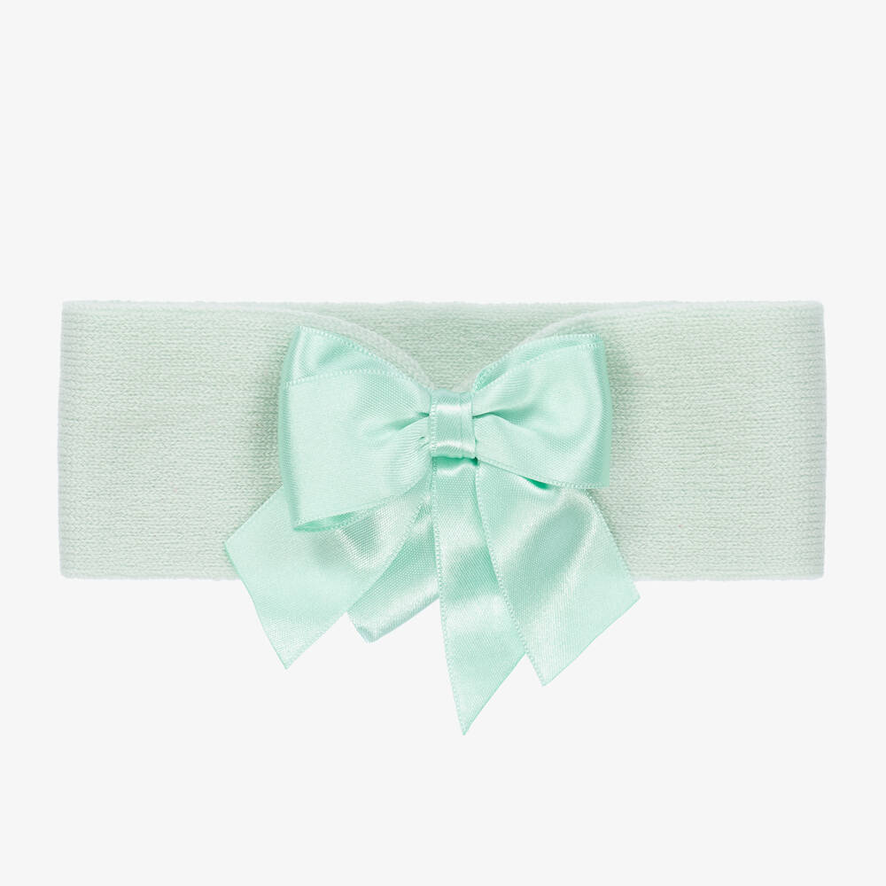 La Perla - Mint Green Wool Bow Headband | Childrensalon