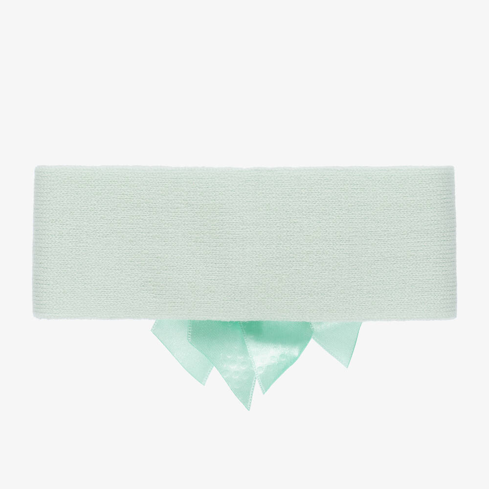 La Perla-Mint Green Wool Bow Headband | Childrensalon Outlet