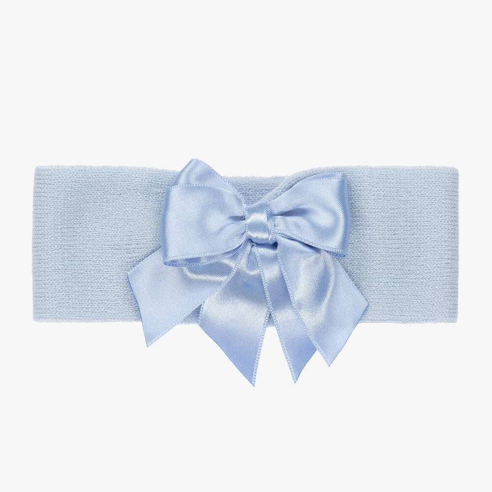La Perla - Pale Blue Wool Bow Headband | Childrensalon