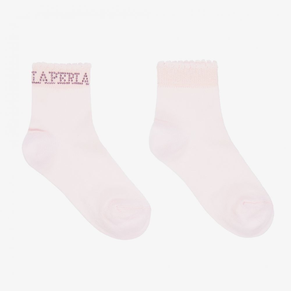 La Perla - Pink Cotton Logo Socks | Childrensalon
