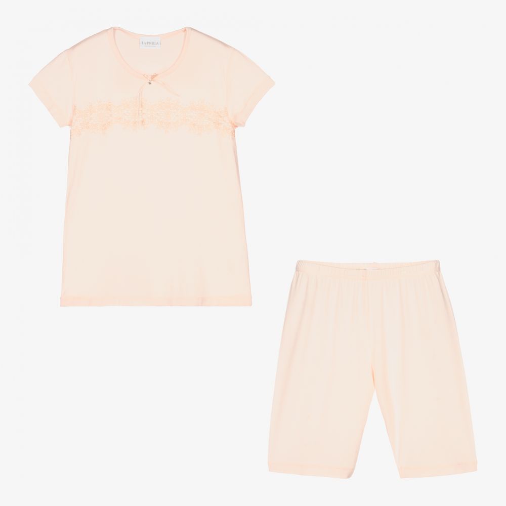 La Perla-Короткая розовая пижама из хлопка | Childrensalon Outlet