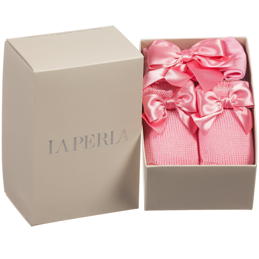 La Perla-Pink Headband & Booties Gift Set | Childrensalon Outlet
