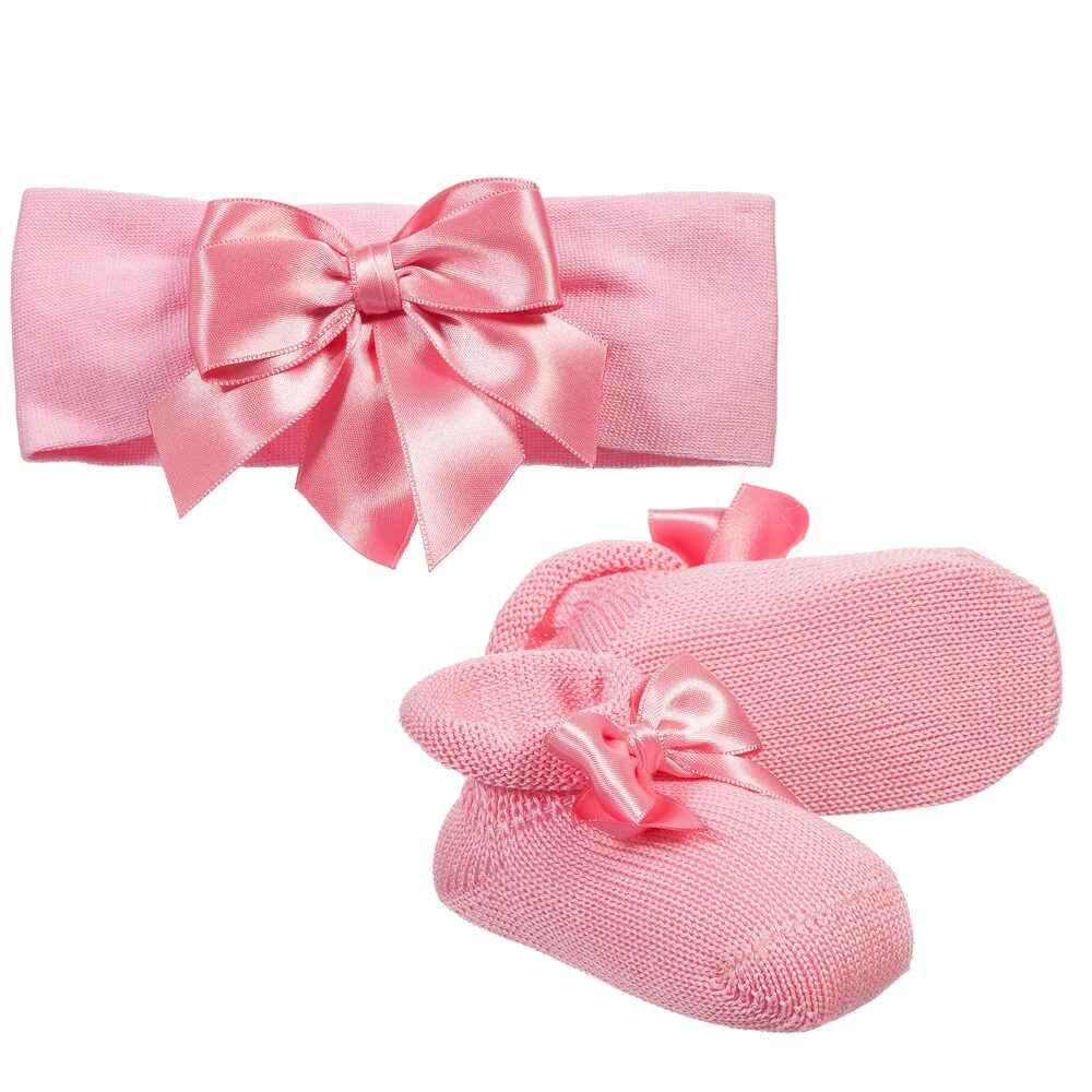 La Perla - Розовый подарочный комплект из повязки на голову и пинеток | Childrensalon