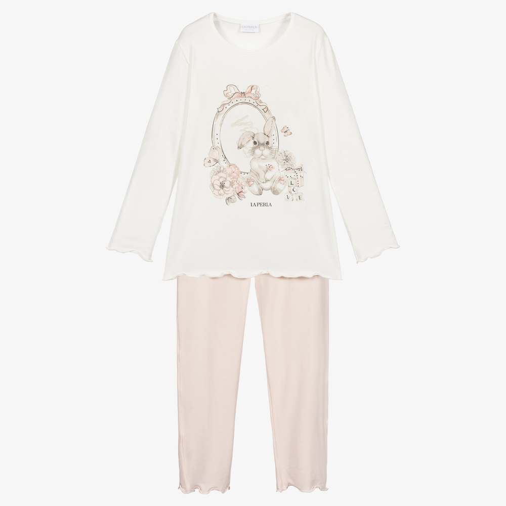 La Perla - Pink & Ivory Modal Pyjamas | Childrensalon