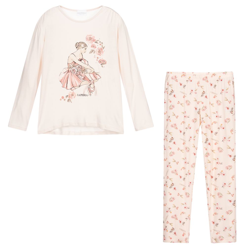 La Perla-Розовая пижама из модала с цветочным рисунком | Childrensalon Outlet