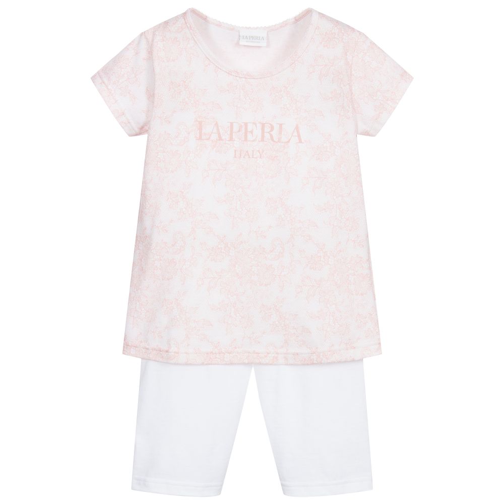La Perla-Pink & White Cotton Pyjamas  | Childrensalon Outlet