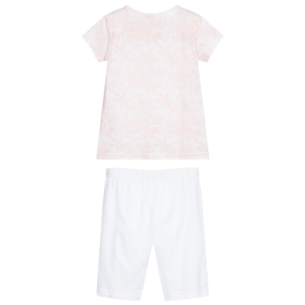 لا بيرلا-بيجاما قطن لون زهري و أبيض للبنات | Childrensalon Outlet