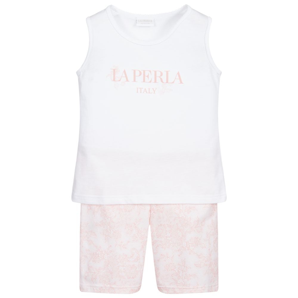La Perla - Pink & White Logo Pyjamas | Childrensalon