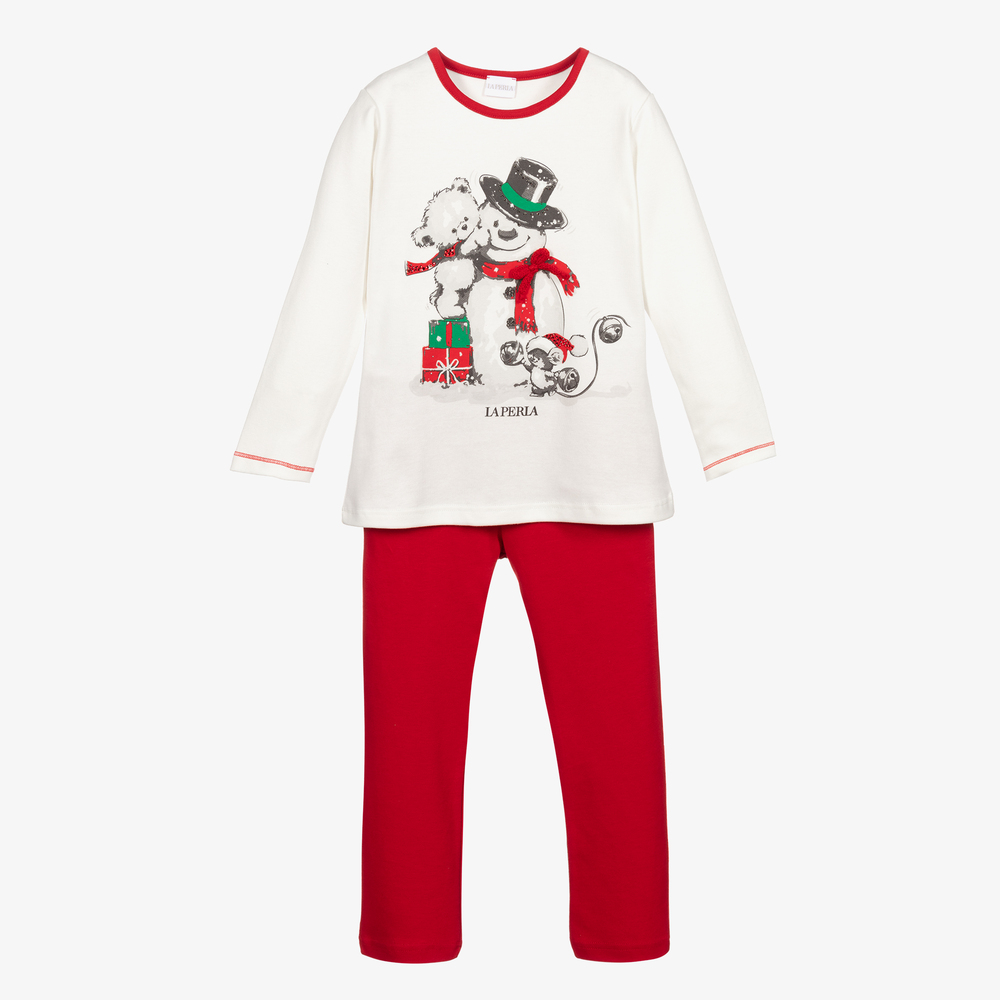 La Perla - Red Cotton Festive Pyjamas | Childrensalon