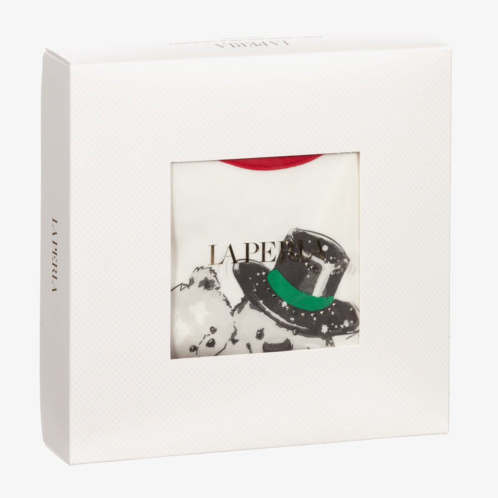 لا بيرلا-بيجاما قطن لون عاجي وأحمر للبنات | Childrensalon Outlet